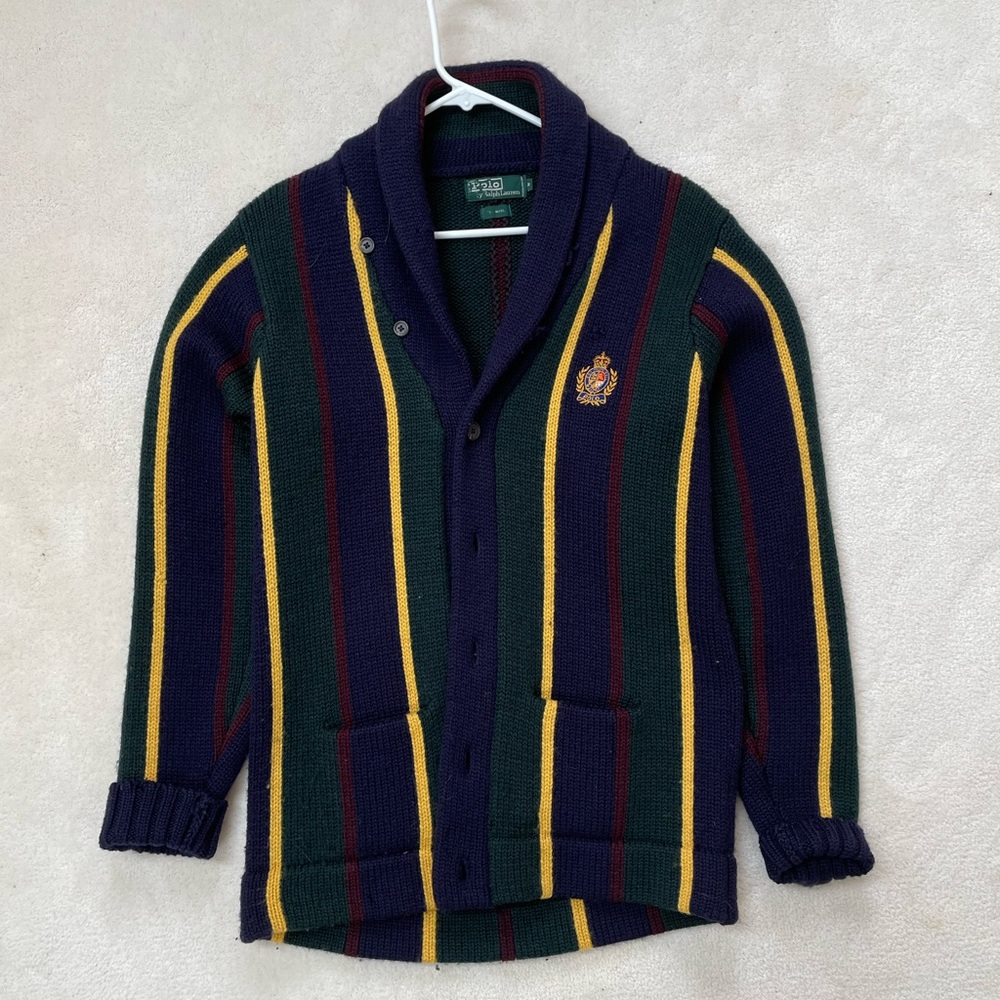 Polo By Ralph Lauren Vintage Navy Wool Cardigan